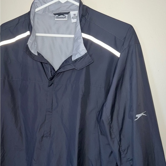Slazenger Men's Golf Windbreaker Pullover Jacket Long Sleeve Graphite/Black XL - Picture 5 of 9